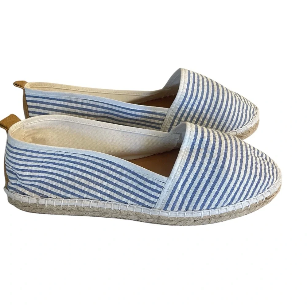 Espadrille made in France Blue and White Striped Espadrille Slip-On Sz -9.5